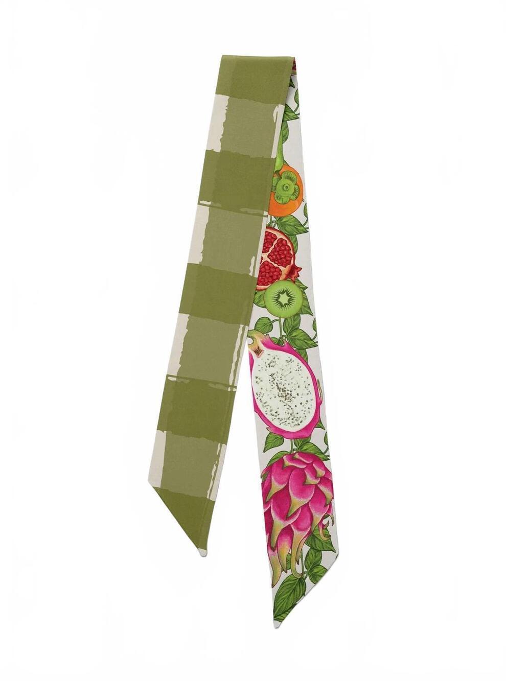 NEW EMILY MCCARTHY women's silk fluid drape scarfette in fruit trellis